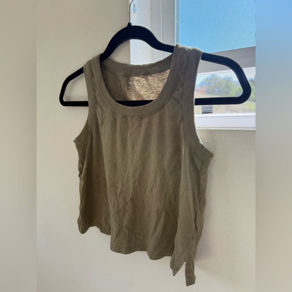 Madewell Green Crop Tank Top